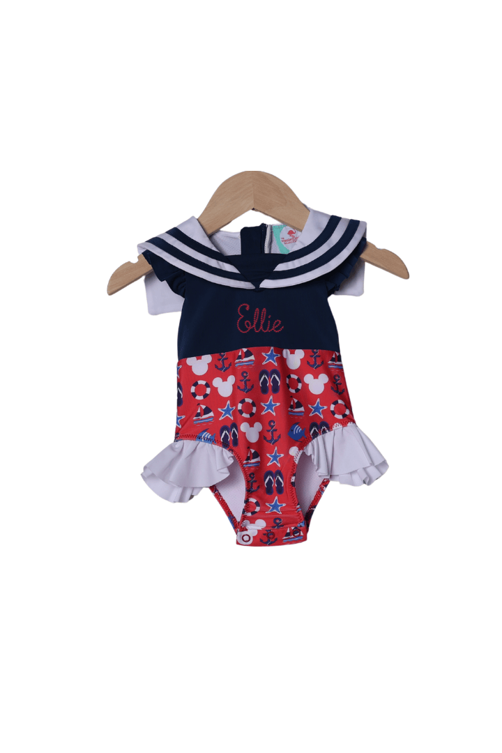 The Smocked Flamingo Apparel & Accessories Sail Away Mouse Swimsuit