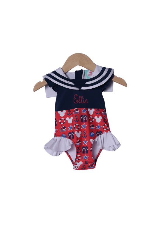 The Smocked Flamingo Apparel & Accessories Sail Away Mouse Swimsuit