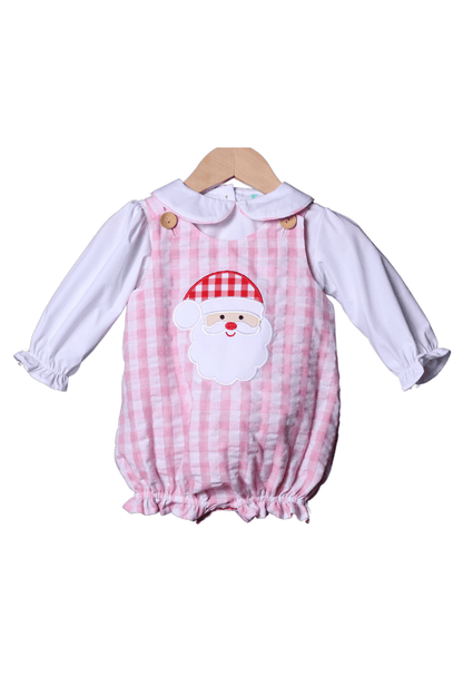 The Smocked Flamingo Apparel & Accessories Santa/Reindeer Reversible Applique Gingham Bubble