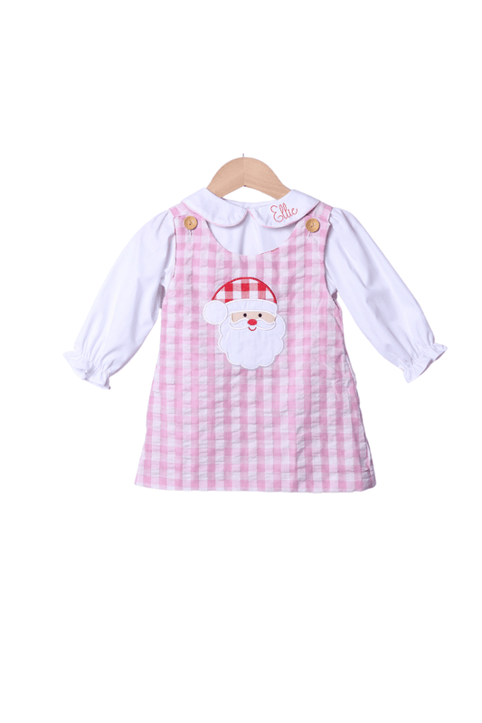 The Smocked Flamingo Apparel & Accessories Santa/Reindeer Reversible Applique Gingham Dress
