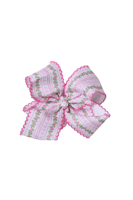 The Smocked Flamingo Apparel & Accessories Scalloped Edge Fancy Floral Bow