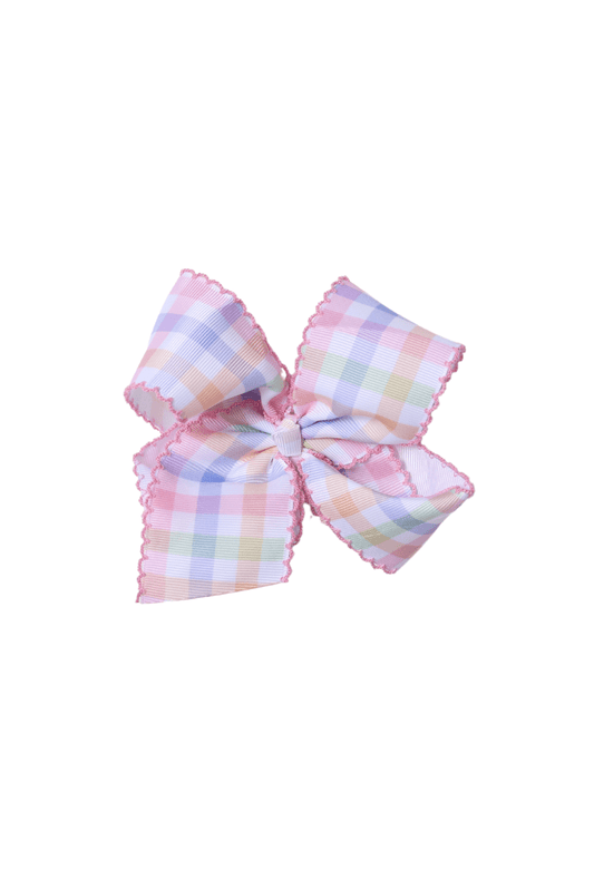 The Smocked Flamingo Apparel & Accessories Scalloped Pastel Gingham Bow