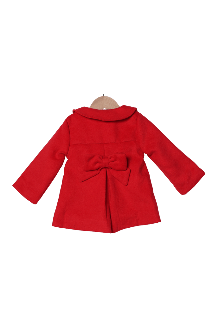 The Smocked Flamingo Apparel & Accessories Scalloped Red Wool Dress Coat