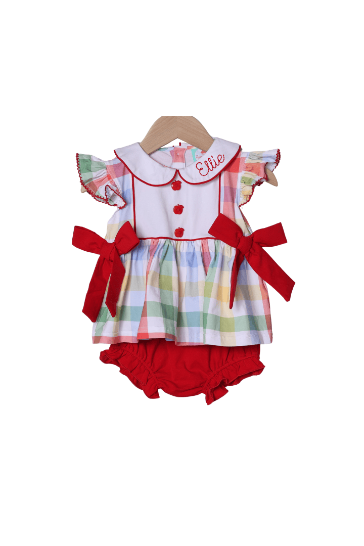 The Smocked Flamingo Apparel & Accessories School Day Plaid Bloomer Set