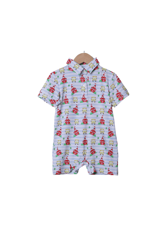 The Smocked Flamingo Apparel & Accessories School House Polo Romper