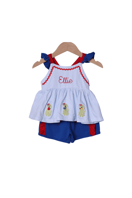 The Smocked Flamingo Apparel & Accessories School Puppy Ruffle Short Set