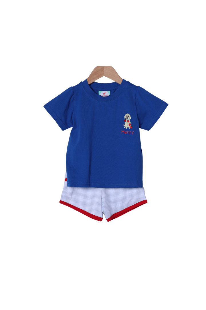 The Smocked Flamingo Apparel & Accessories School Puppy Short Set