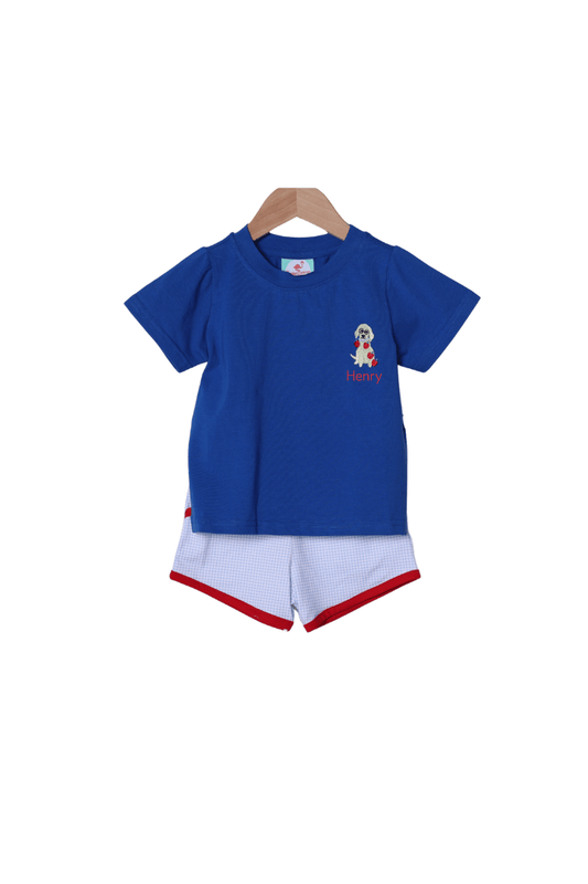 The Smocked Flamingo Apparel & Accessories School Puppy Short Set