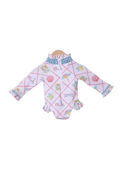 The Smocked Flamingo Apparel & Accessories Seaside Charm Smocked Swimsuit