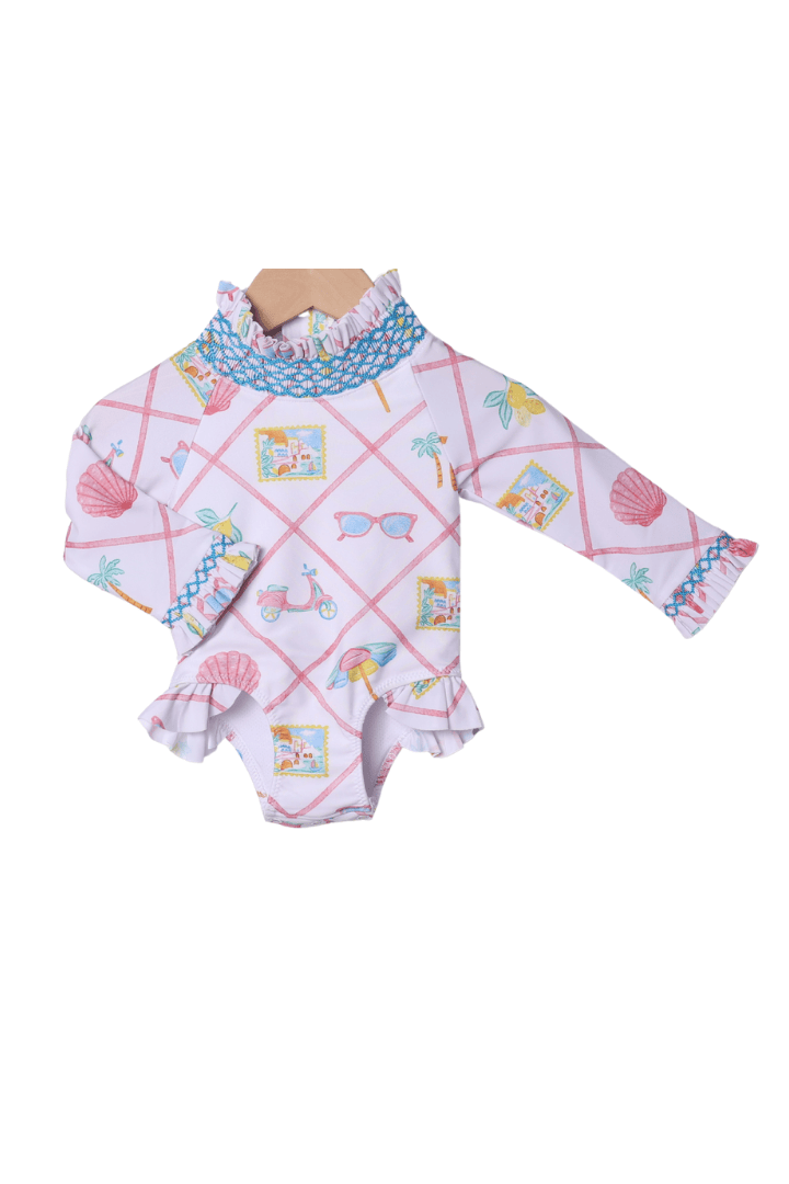 The Smocked Flamingo Apparel & Accessories Seaside Charm Smocked Swimsuit