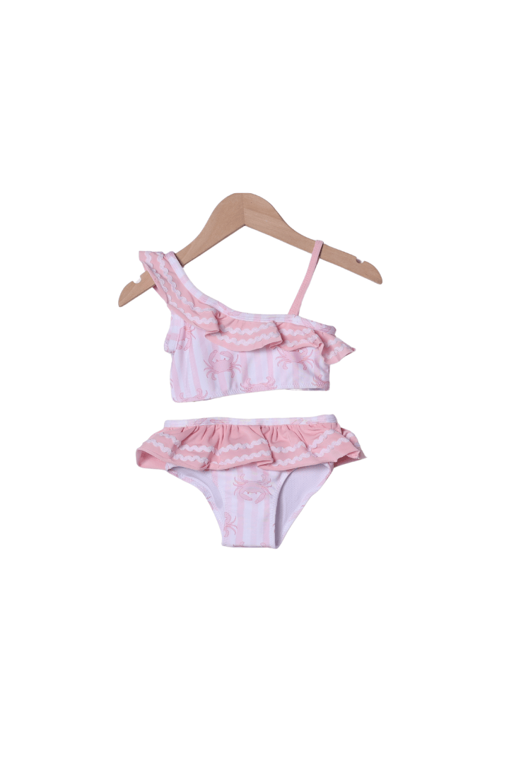 The Smocked Flamingo Apparel & Accessories Seaside Crab Pink 2 pc. Swimsuit