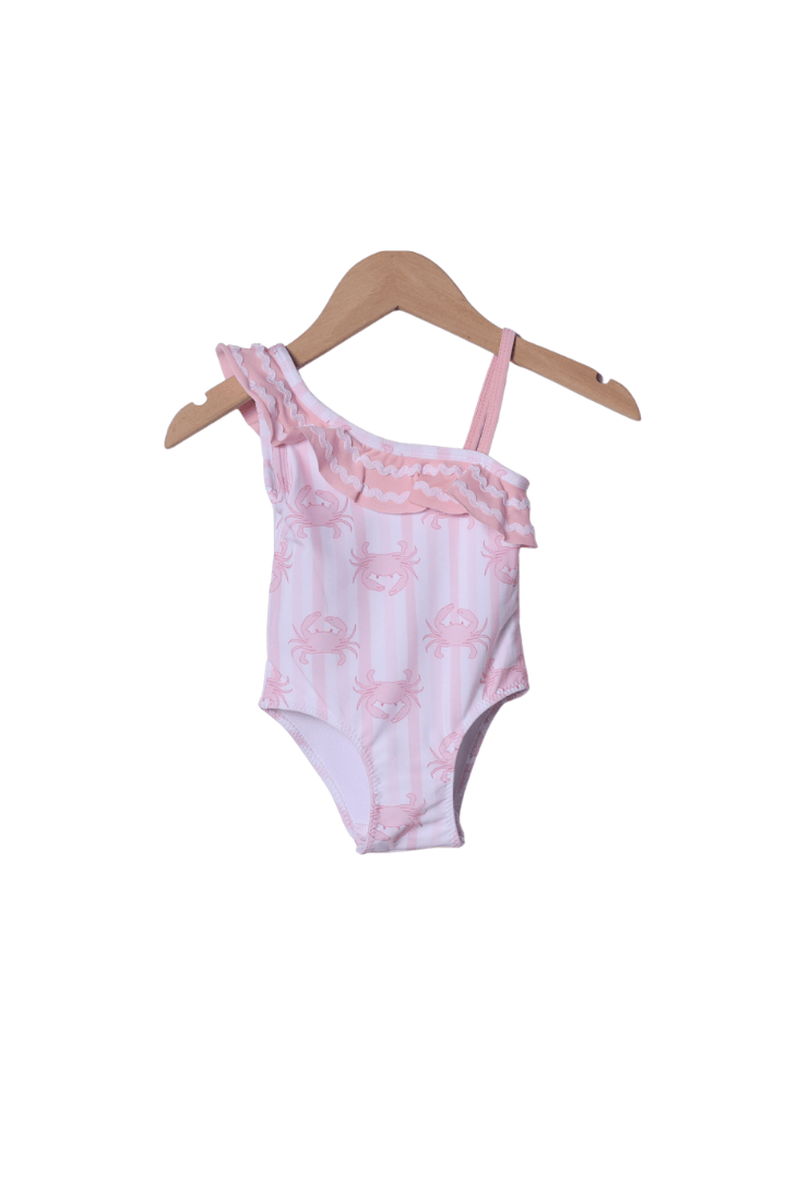 The Smocked Flamingo Apparel & Accessories Seaside Crab Pink Swimsuit