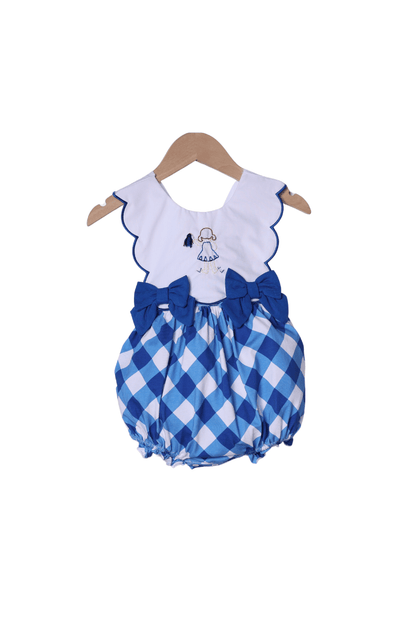 The Smocked Flamingo Apparel & Accessories Shadow Embroidered Blue and White Cheer Bubble