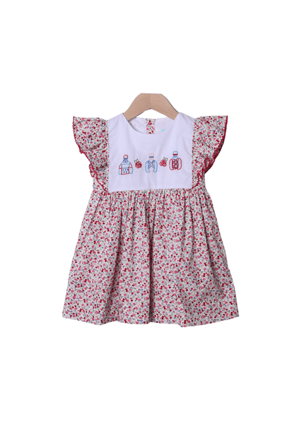 The Smocked Flamingo Apparel & Accessories Shadow Embroidered Jockey Silks Floral Dress
