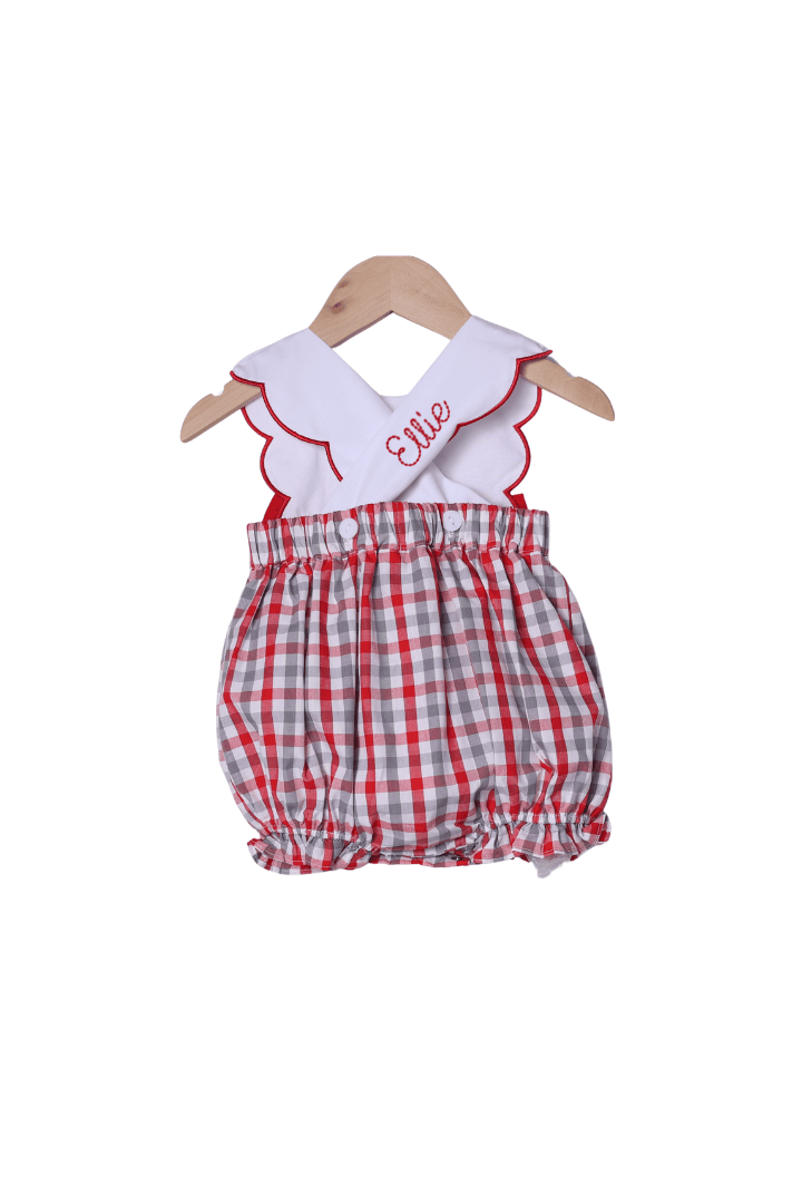 The Smocked Flamingo Apparel & Accessories Shadow Embroidered Red and Black Cheer Bubble