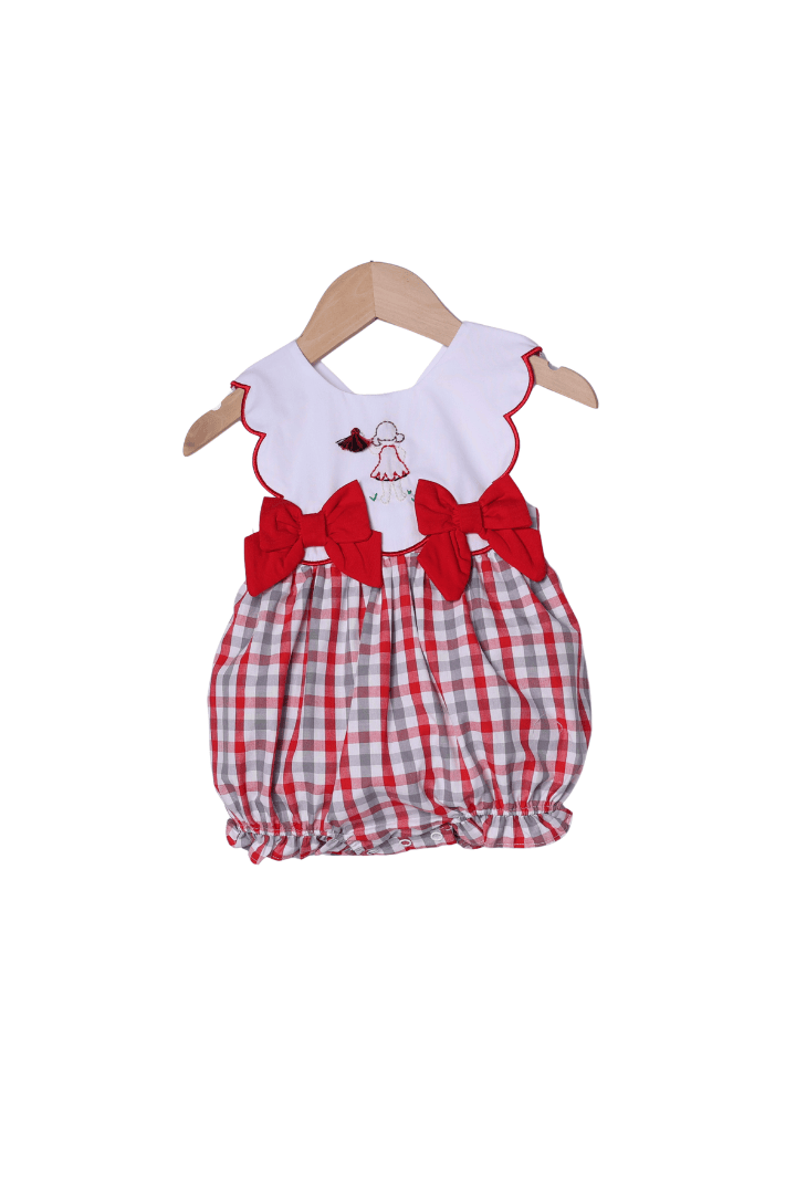 The Smocked Flamingo Apparel & Accessories Shadow Embroidered Red and Black Cheer Bubble