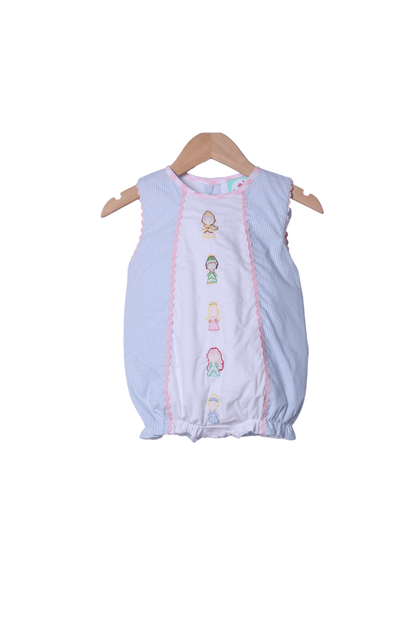 The Smocked Flamingo Apparel & Accessories Shadow Embroidery Princess Blue Gingham Bow Bubble