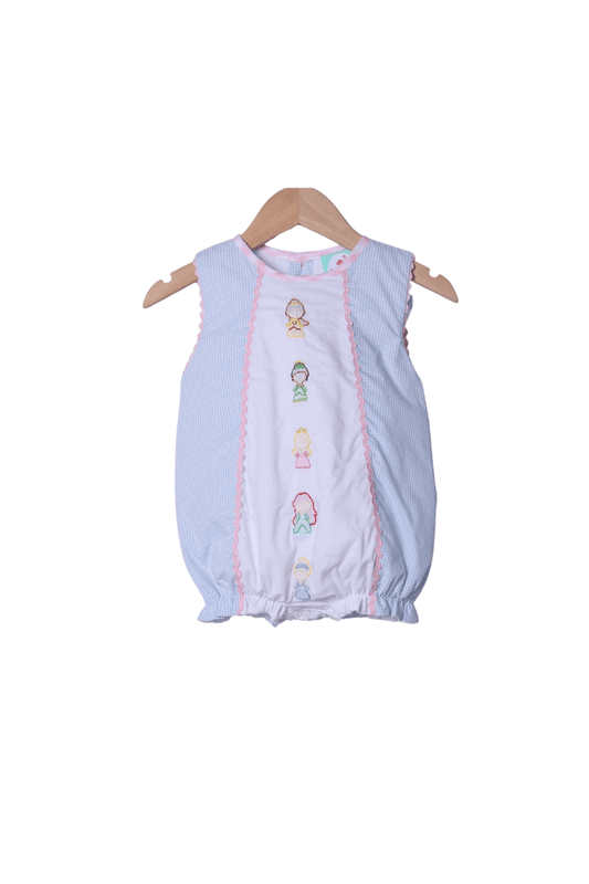 The Smocked Flamingo Apparel & Accessories Shadow Embroidery Princess Blue Gingham Bow Bubble