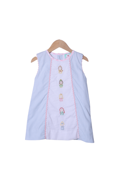 The Smocked Flamingo Apparel & Accessories Shadow Embroidery Princess Blue Gingham Bow Dress