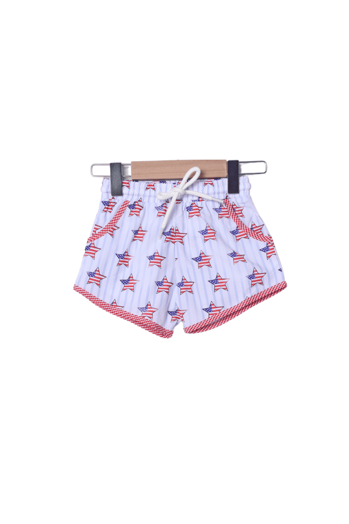 The Smocked Flamingo Apparel & Accessories Smocked American Stars Navy/Red Short Set