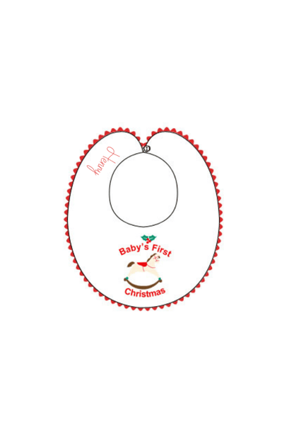 The Smocked Flamingo Apparel & Accessories Smocked Baby's 1st Christmas Bib