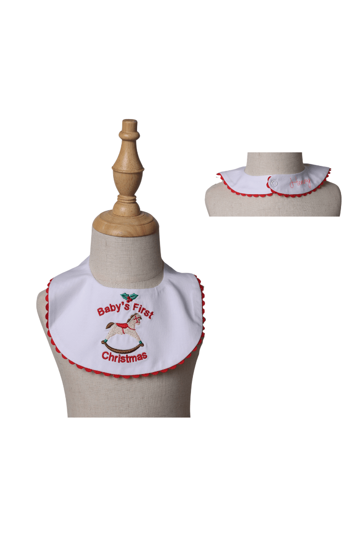 The Smocked Flamingo Apparel & Accessories Smocked Baby's 1st Christmas Bib