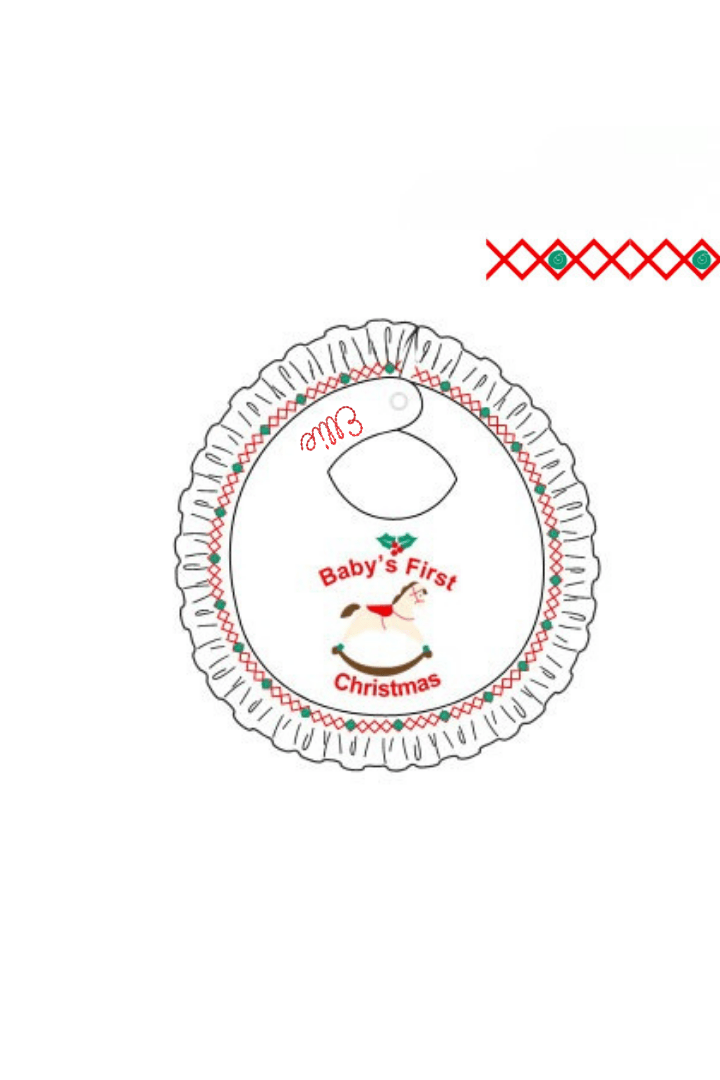 The Smocked Flamingo Apparel & Accessories Smocked Baby's 1st Christmas Ruffle Bib