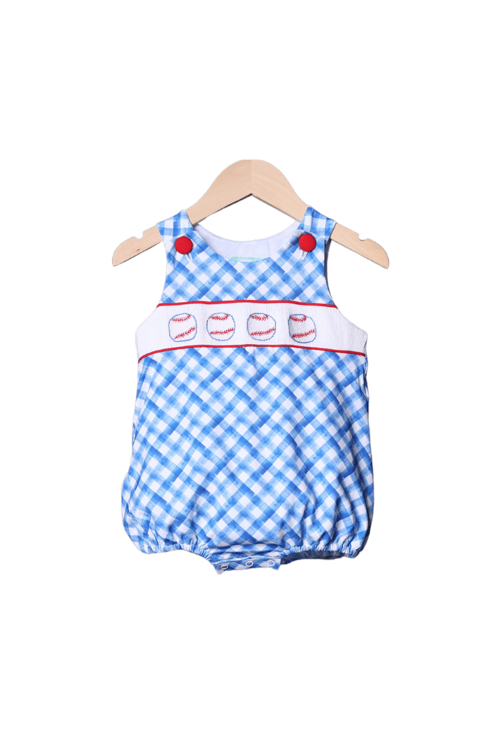 Signature Smocked Boys Bubble- Blue main image 1