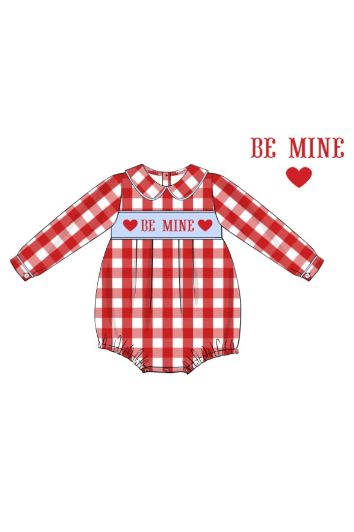 The Smocked Flamingo Apparel & Accessories Smocked Be Mine Red Buffalo Check Bubble