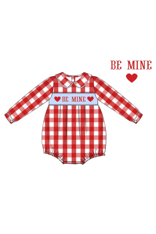The Smocked Flamingo Apparel & Accessories Smocked Be Mine Red Buffalo Check Bubble