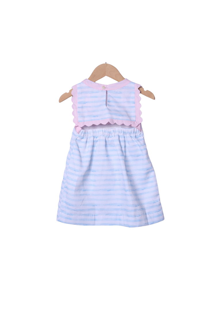 The Smocked Flamingo Apparel & Accessories Smocked Beach Fun Pink/Blue Stripe Dress