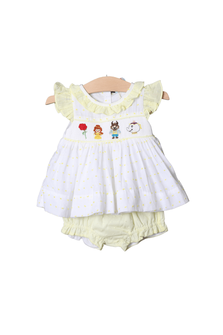 The Smocked Flamingo Apparel & Accessories Smocked Belle and Friends Swiss Dot Bloomer Set