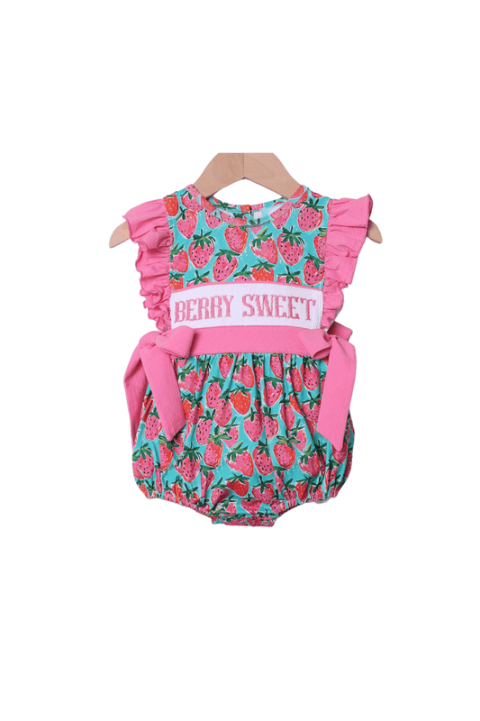 The Smocked Flamingo Apparel & Accessories Smocked Berry Sweet Strawberry Bubble