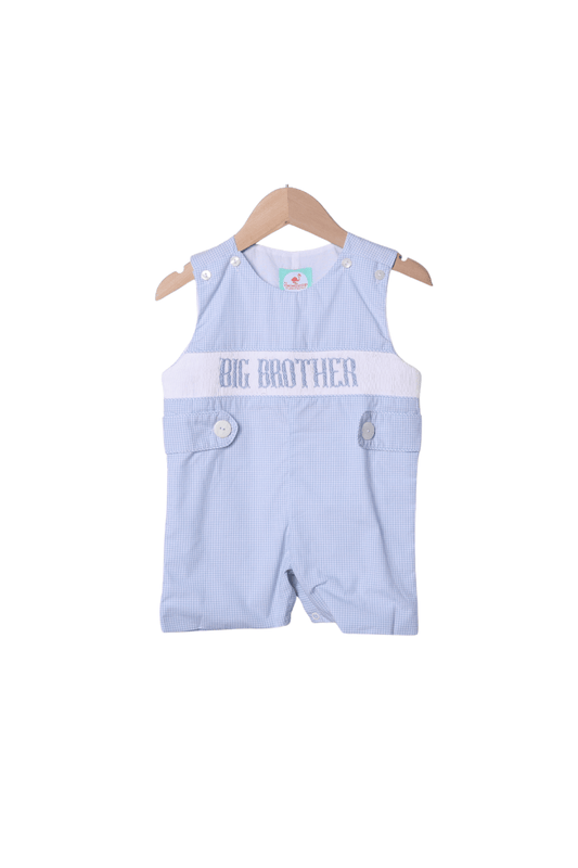 The Smocked Flamingo Apparel & Accessories Smocked Big Brother Blue Gingham Jon Jon