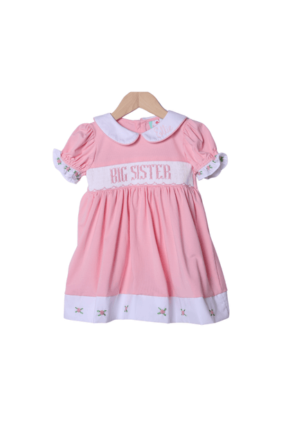 The Smocked Flamingo Apparel & Accessories Smocked Big Sister Floret Pink Knit Dress