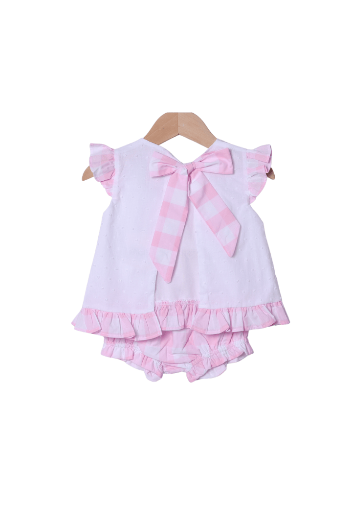 The Smocked Flamingo Apparel & Accessories Smocked Big Sister Pink Buffalo Check Bloomer Set