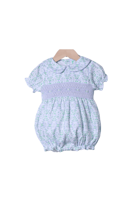 The Smocked Flamingo Apparel & Accessories Smocked Blue Easter Floral Bubble