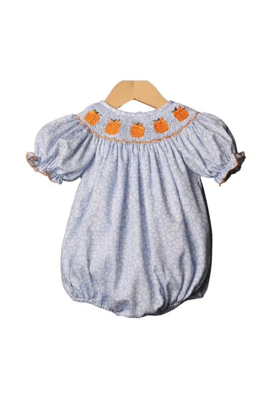 The Smocked Flamingo Apparel & Accessories Smocked Blue Floral Pumpkin Bubble