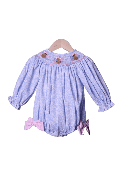 The Smocked Flamingo Apparel & Accessories Smocked Blue Floral Turkey Bubble