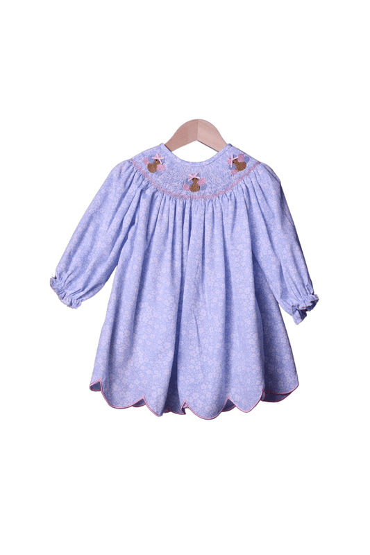 The Smocked Flamingo Apparel & Accessories Smocked Blue Floral Turkey Dress