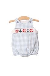 Smocked Blue Gingham Anchor Bubble
