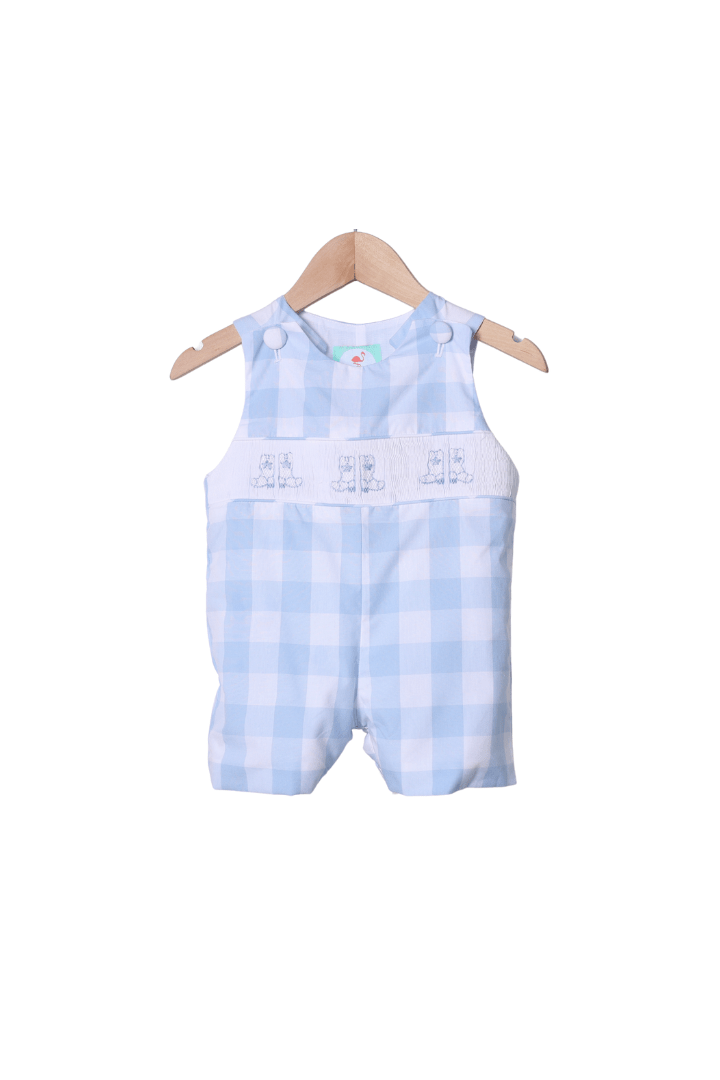 Delaney And Dillon Smocked Collared Footie - Blue