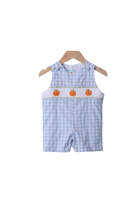 The Smocked Flamingo Apparel & Accessories Smocked Blue Gingham Pumpkin Jon Jon