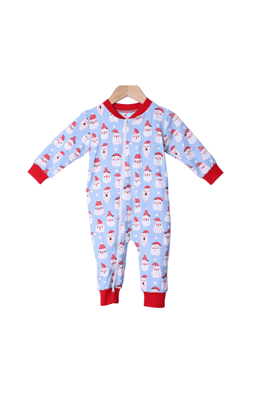 The Smocked Flamingo Apparel & Accessories Smocked Blue Santa Zippys