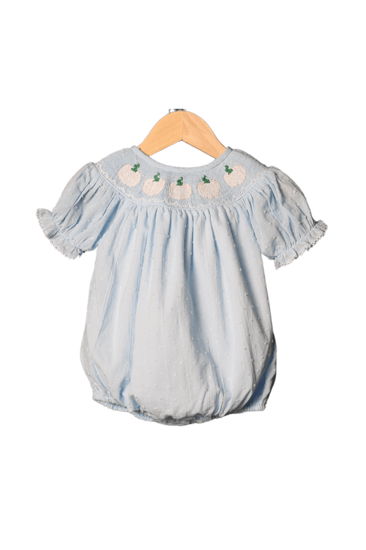 The Smocked Flamingo Apparel & Accessories Smocked Blue Swiss Dot Pumpkin Bubble