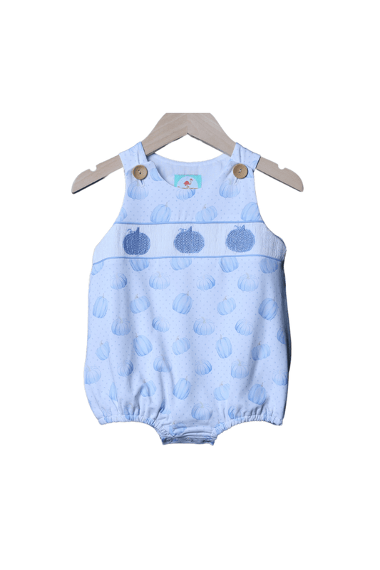 The Smocked Flamingo Apparel & Accessories Smocked Blue Watercolor Pumpkin Bubble