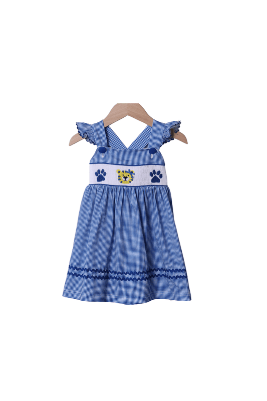 The Smocked Flamingo Apparel & Accessories Smocked Blue Wildcat Dress