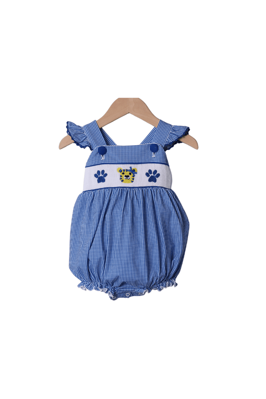 The Smocked Flamingo Apparel & Accessories Smocked Blue Wildcat Ruffle Bubble