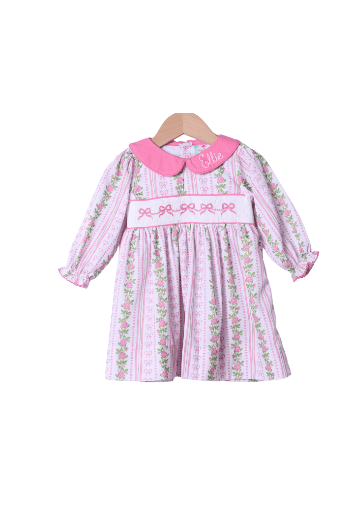 The Smocked Flamingo Apparel & Accessories Smocked Bow Fancy Floral Dress