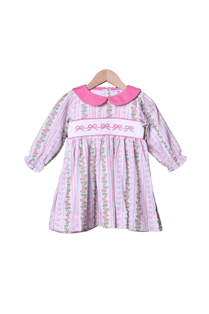 The Smocked Flamingo Apparel & Accessories Smocked Bow Fancy Floral Dress